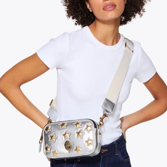 Kurt Geiger 🎁 Metallic Silver & Gold Star Crossbody Camera Bag NWT🎁Gift Ready - Picture 6 of 6